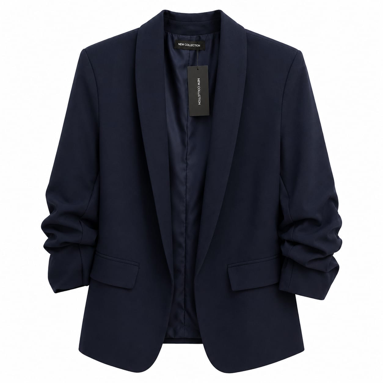 Blazer com Manga Franzida - Preto ou Azul Escuro