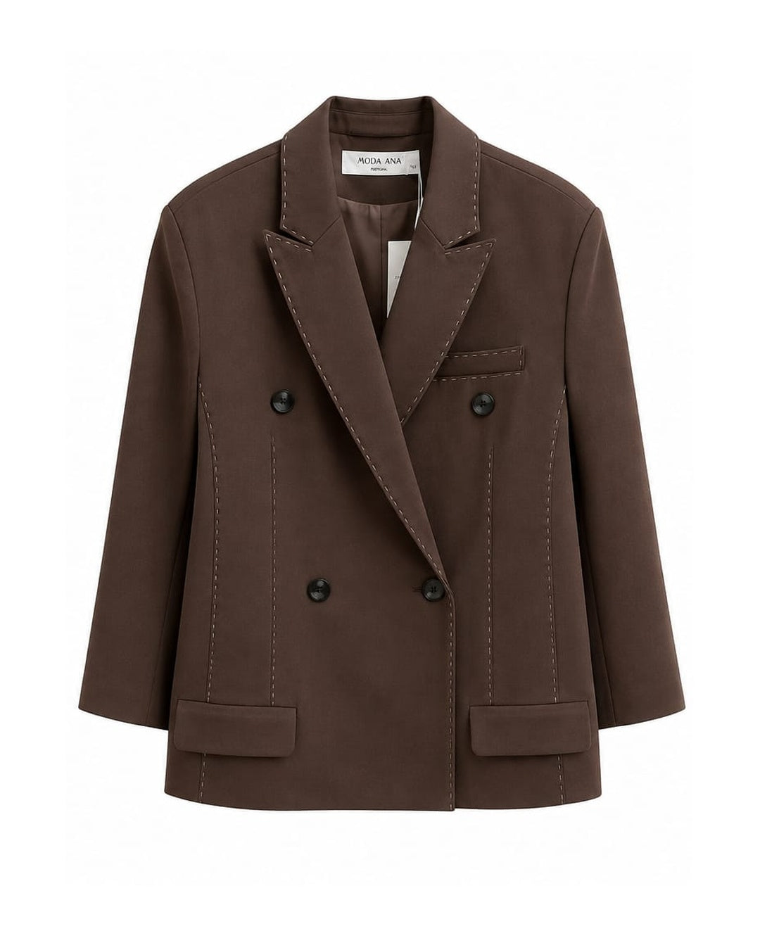 Blazer Oversize MODA ANA com Pesponto Contrastante - Bege ou Chocolate
