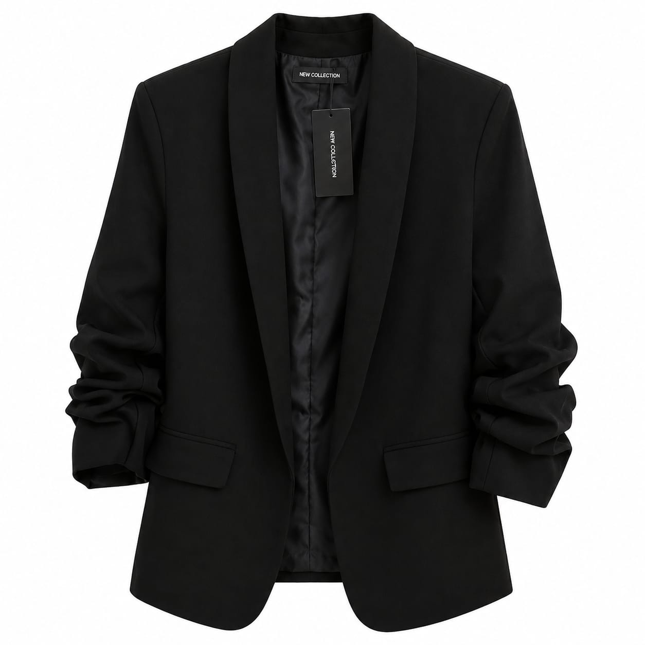 Blazer com Manga Franzida - Preto ou Azul Escuro