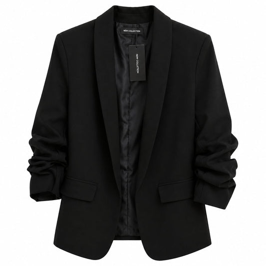 Blazer com Manga Franzida - Preto ou Azul Escuro