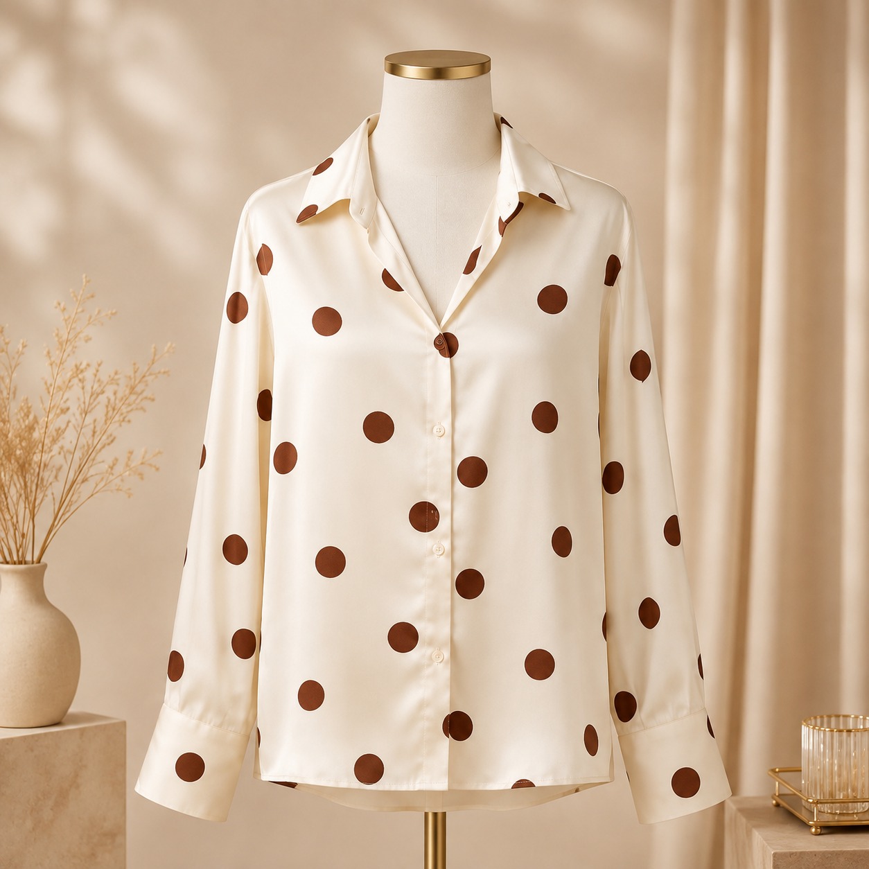 Blusa Acetinada às Bolinhas
