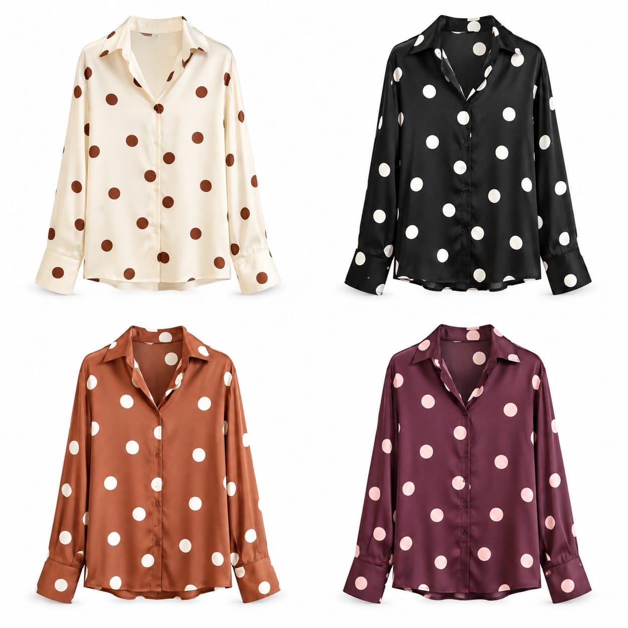 Blusa Acetinada às Bolinhas