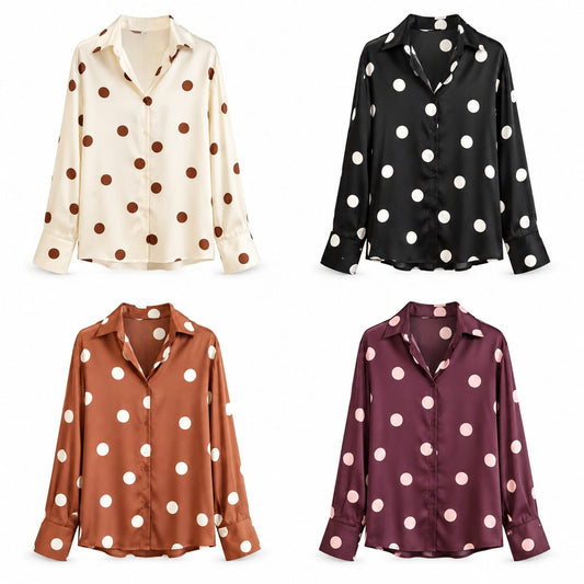 Blusa Acetinada às Bolinhas