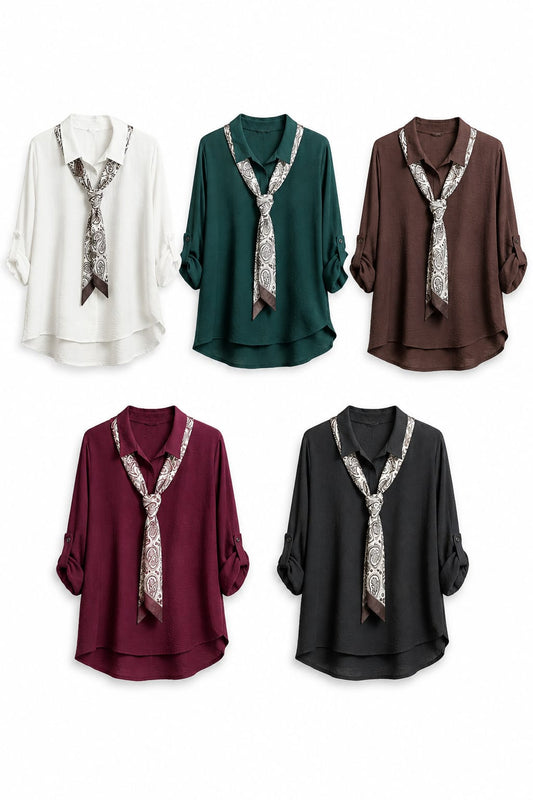 Blusa Fluida com Lenço Paisley