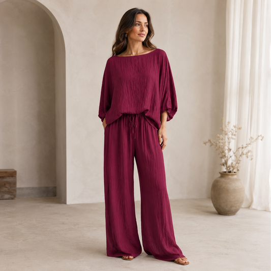 Conjunto Fluido com Calça Wide Leg