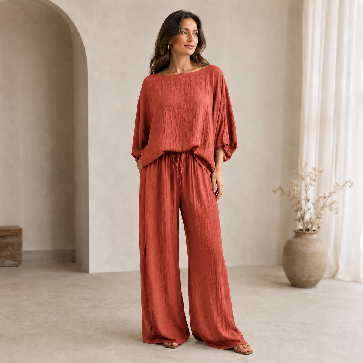 Conjunto Fluido com Calça Wide Leg