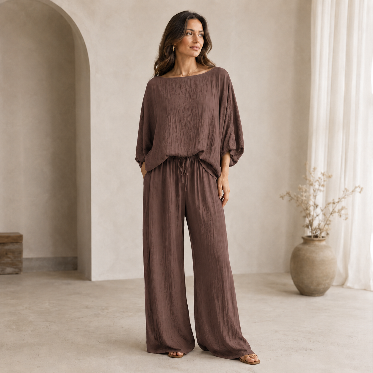 Conjunto Fluido com Calça Wide Leg