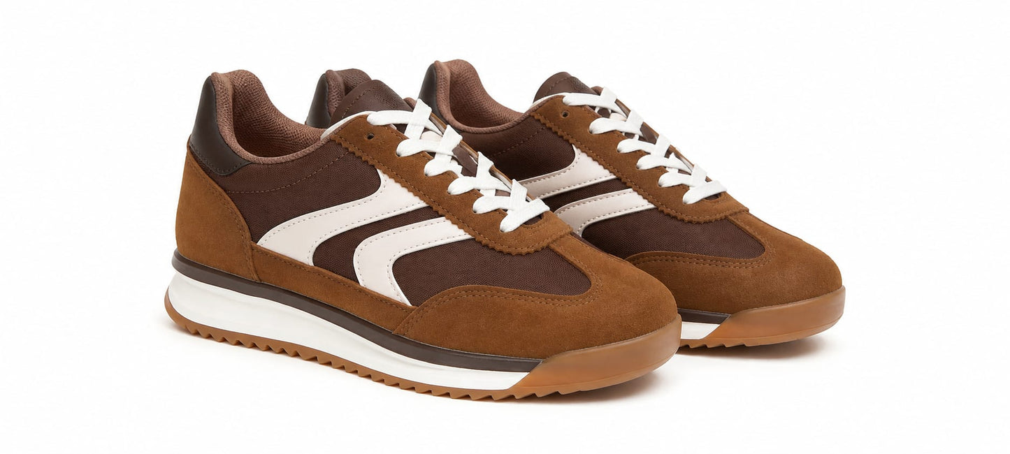Ténis Retro Castanho com Listas Off-White