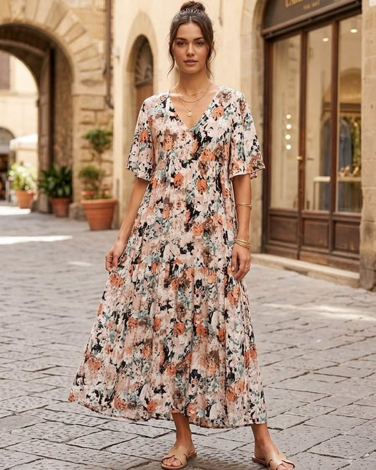 Vestido Floral com manga